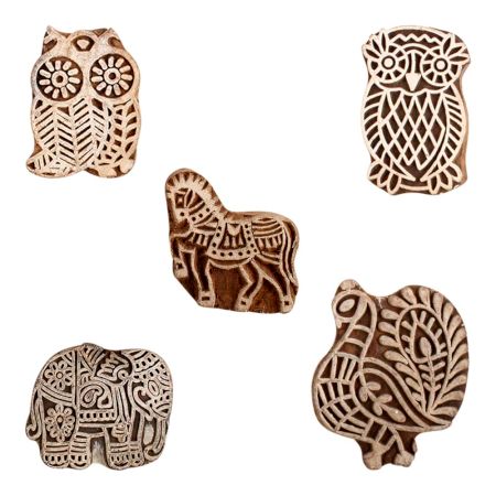 Set of 5 Piece New Mix Wooden Printing Block